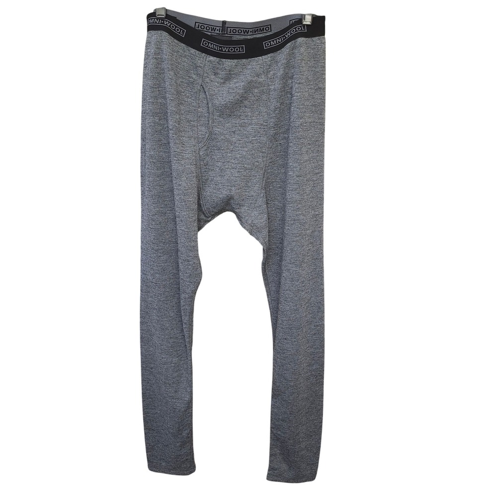 Omni-Wool Mens Thermal Base‎ Layer Leggings Heather Grey Wool Blend Large Winter